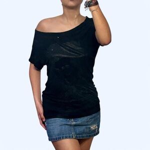 Y2K Black Off the Shoulder Top by Forever!